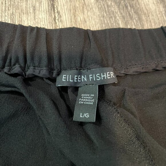 Eileen Fisher 100% Silk Black Pants, Tapered Pull-On Style, Size Large - Picture 4 of 8